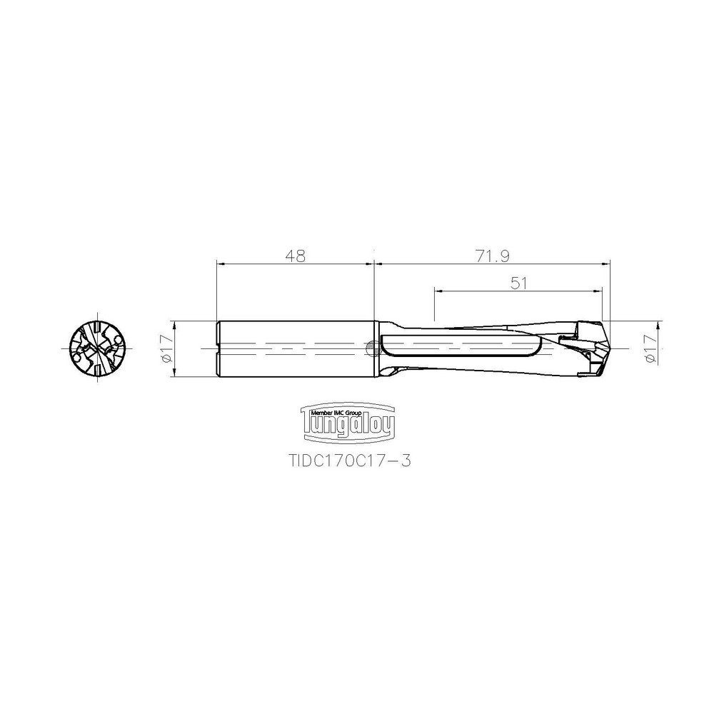 Tungaloy Indexable Boring Bar: A16Q-SWLXL04-D180, 18.00 mm Min Bore, Left Hand, 16.00 mm Shank Dia, 95 deg Lead, Steel (Shank) - 6989900