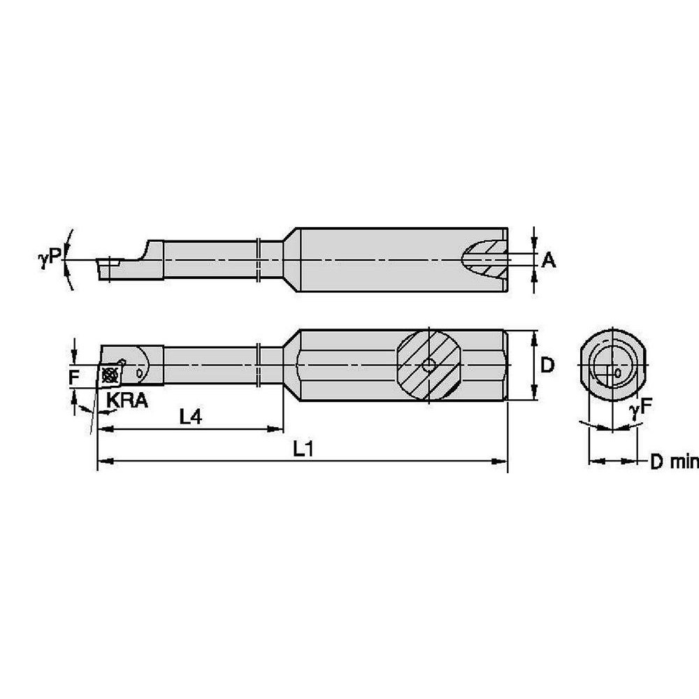 Widia Indexable Boring Bar: CCBI20350015R, 0.2340" Min Bore, Right Hand, 95 deg Lead, Solid Carbide - 2832141