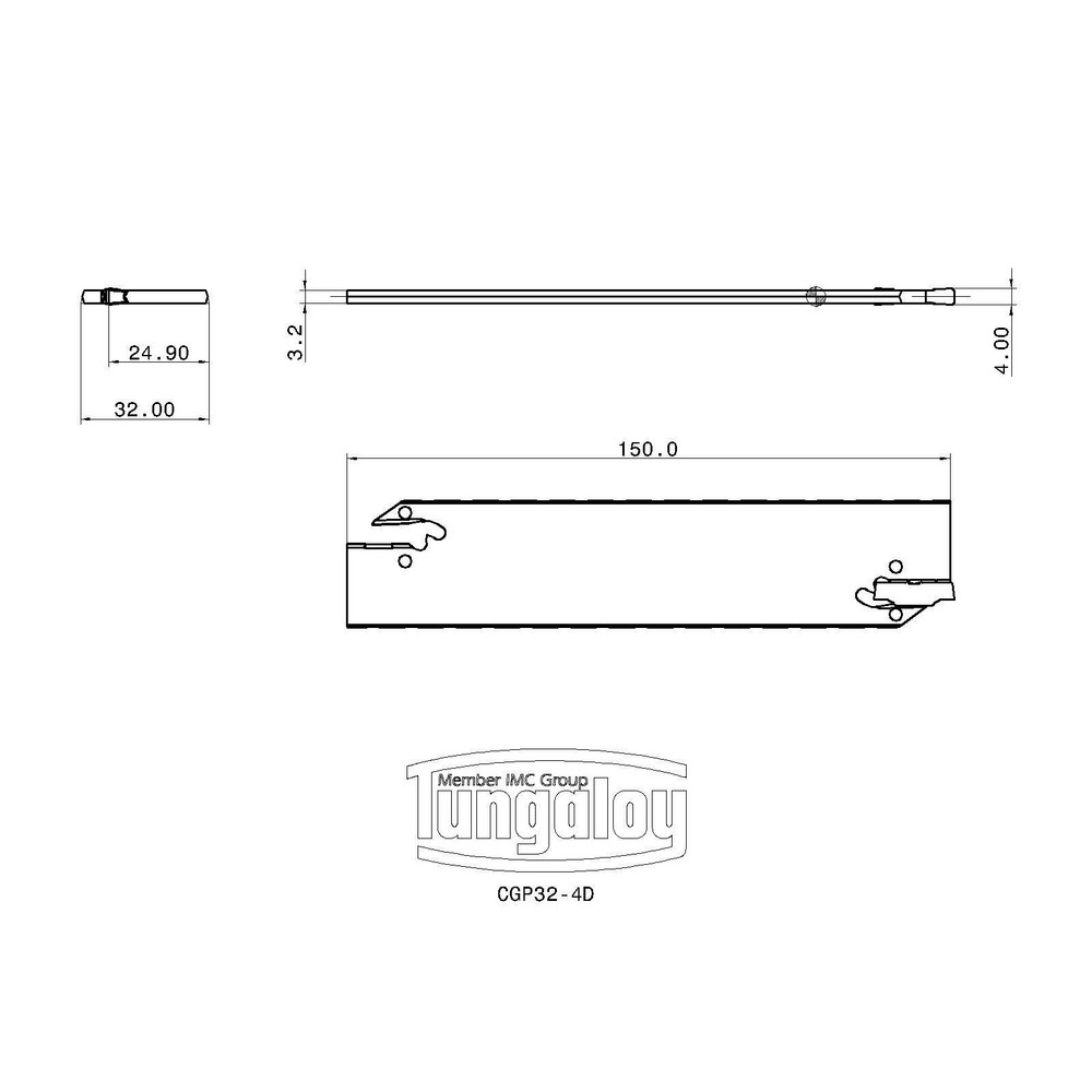 Tungaloy Indexable Boring Bar: E08K-STUPR09-D100, 10.00 mm Min Bore, Right Hand, 8.00 mm Shank Dia, 95 deg Lead, Solid Carbide - 6848778
