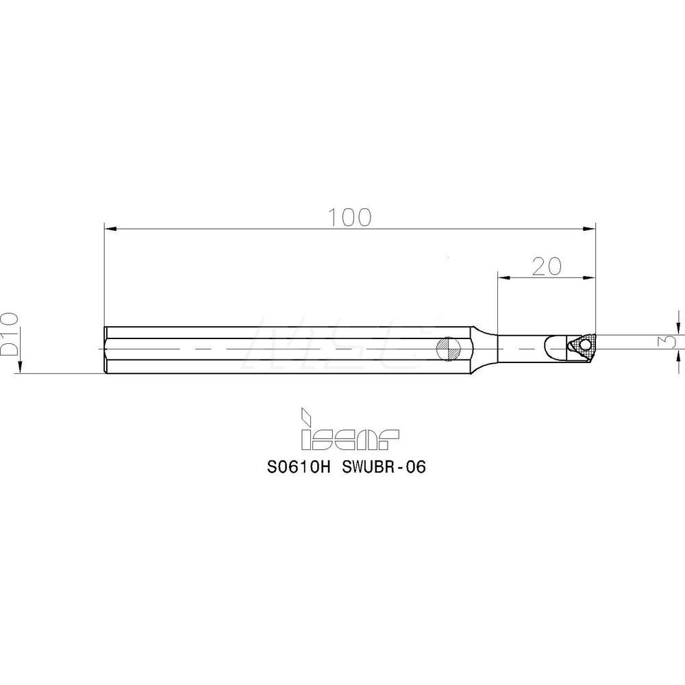 Iscar Indexable Boring Bar: S0610H SWUBR-06, 6.00 mm Min Bore, Right Hand, 10.00 mm Shank Dia, Steel - 3601265