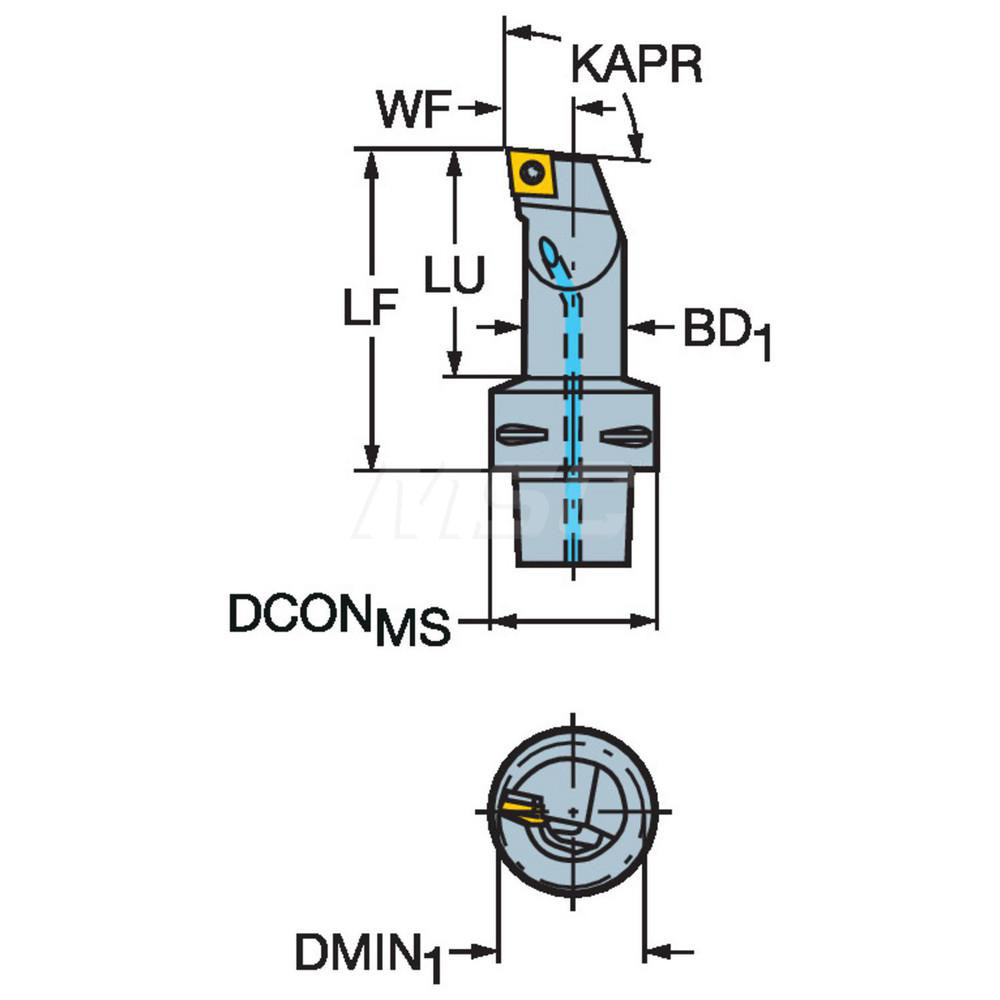 Sandvik Coromant Modular Turning & Profiling Head: Size C5, 70 mm Head Length, Right Hand - 5728678