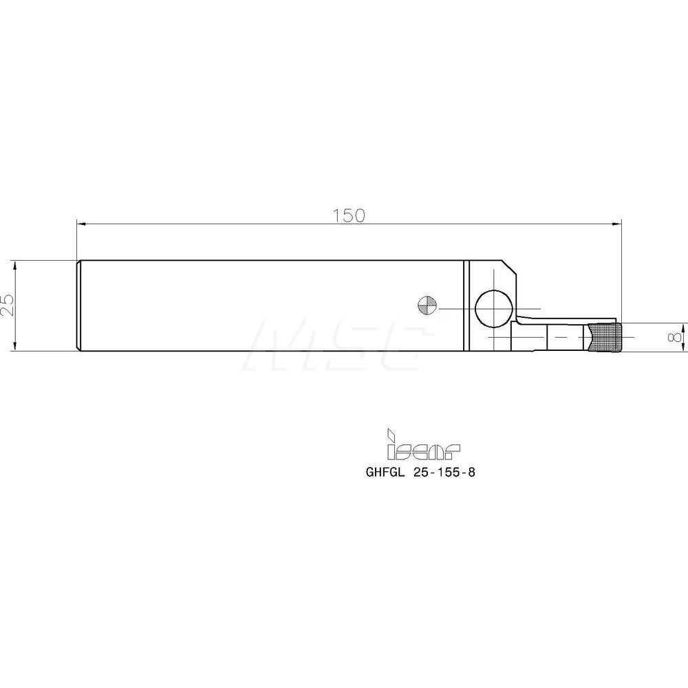 Iscar Indexable Grooving Toolholder: GHFGL25-155-8, External, Left Hand, 510 mm Max Workpiece Dia - 2800208