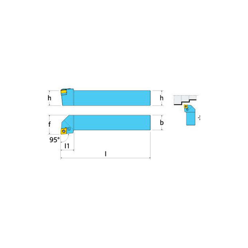 Ingersoll Cutting Tools Indexable Turning Toolholder: HCLNL20-33D, 95.0 deg Lead Angle, Lever - 6147437