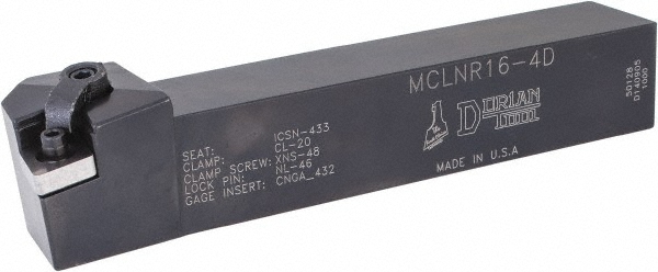 Kennametal Indexable Turning Toolholder: MCLNR163D, Clamp & Screw - 1096069