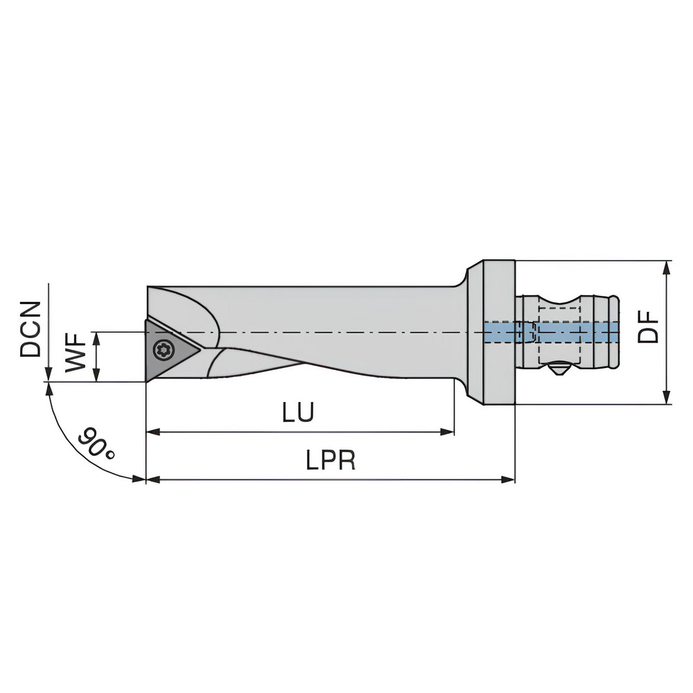 Komet Indexable Boring Bar: ABS 32 KFK 1UJ 8R, 0.3110" Min Bore, Right Hand, 90 deg Lead - 6285707989