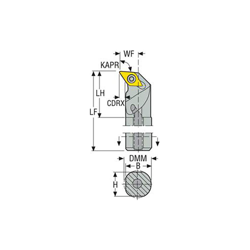 Seco Indexable Boring Bar: A12N-SDUCR07, 17.00 mm Min Bore, Right Hand, 12.00 mm Shank Dia, 93 deg Lead, Steel - 02516530