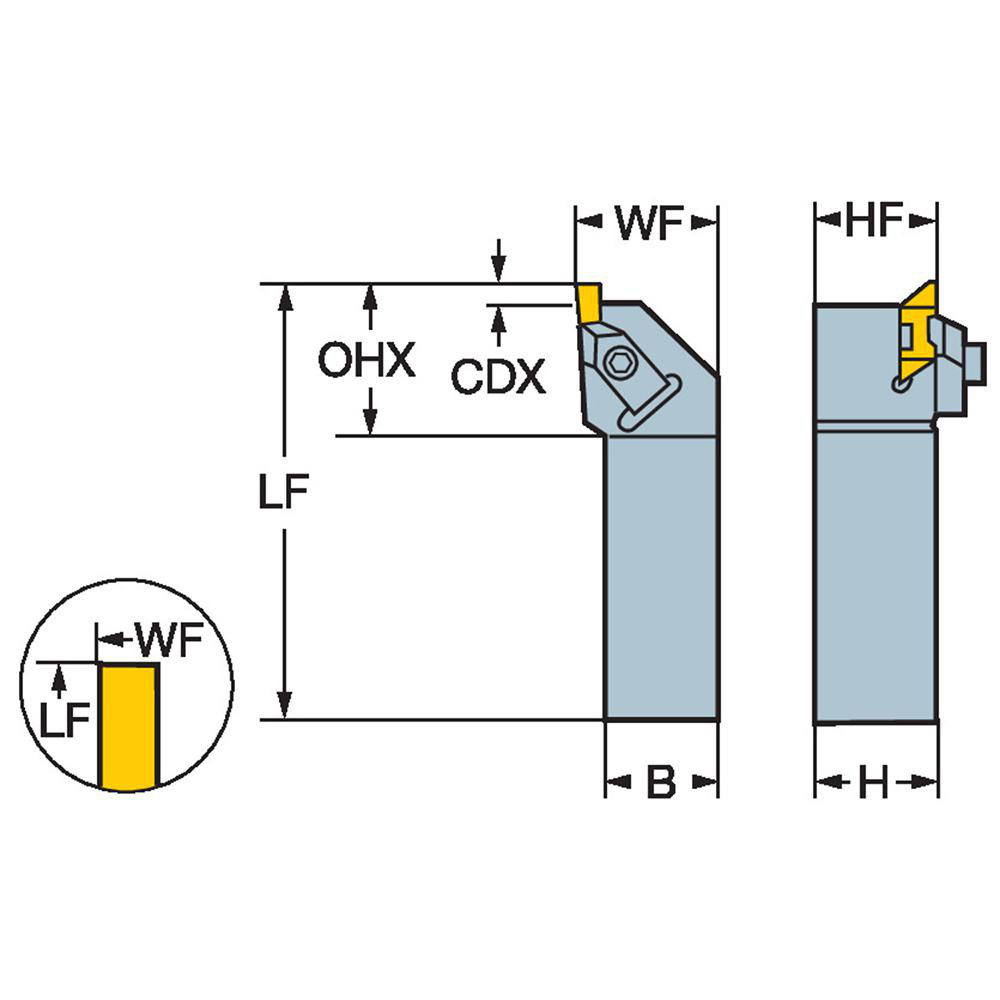Sandvik Coromant Indexable Grooving Toolholder: TLSR-164C, Internal or External, Right Hand - 5753600