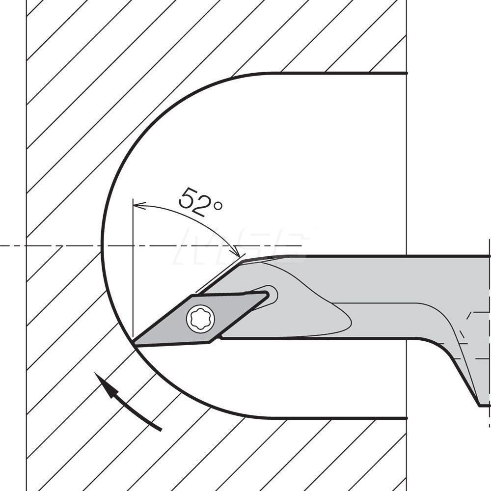 Kyocera Indexable Boring Bar: A12SSVJBR2AE, 0.984" Min Bore Dia, Right Hand Cut, 3/4" Shank Dia, 52 ° Lead Angle, Steel - THC14031