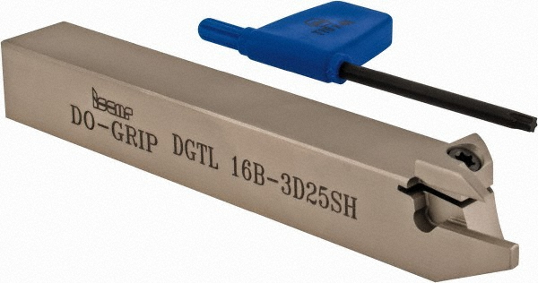 Iscar Indexable Grooving-Cutoff Toolholder: DGTL25B3D40, 3 to 3.18 mm Groove Width, 20 mm Max Depth of Cut, Left Hand - 2301403