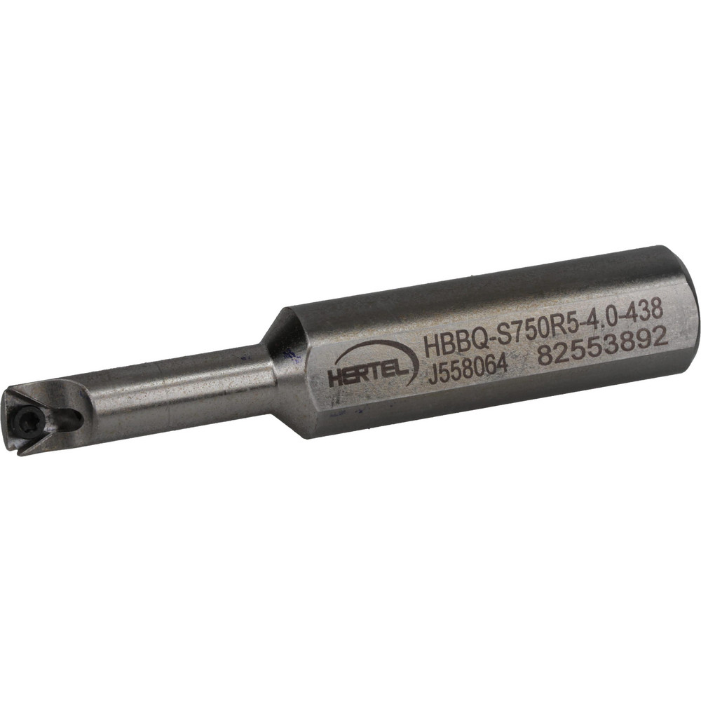 Hertel Indexable Boring Bar: HBBQ-S375R0-5.0-438, 0.4380" Min Bore, Right Hand, Steel - H59869883