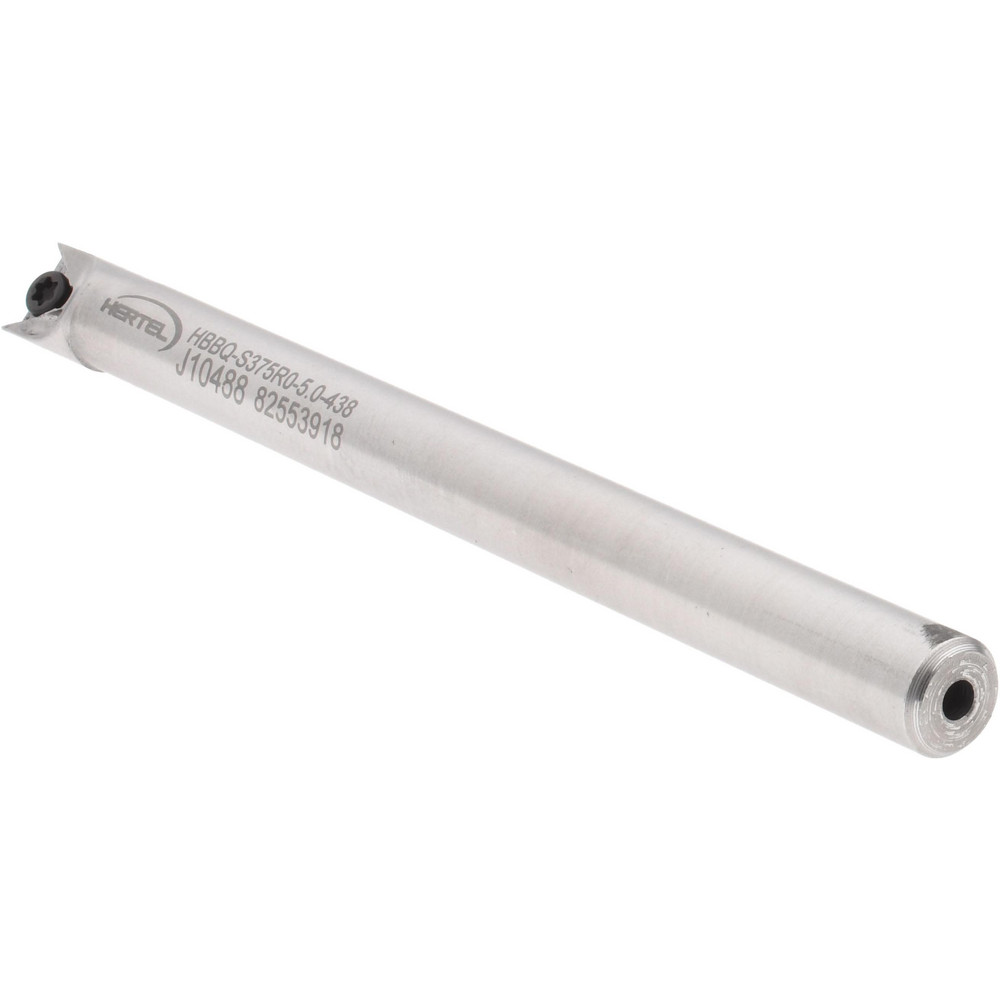 Hertel Indexable Boring Bar: HBBQ-S375R0-5.0-438, 0.4380" Min Bore, Right Hand, Steel - H59869883
