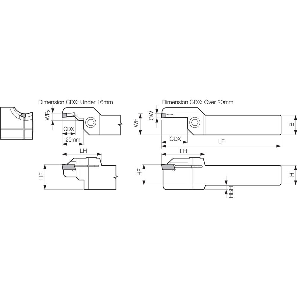 Kyocera Indexable Grooving Toolholder: KFMSR2525M35504, External, Right Hand - THF00680