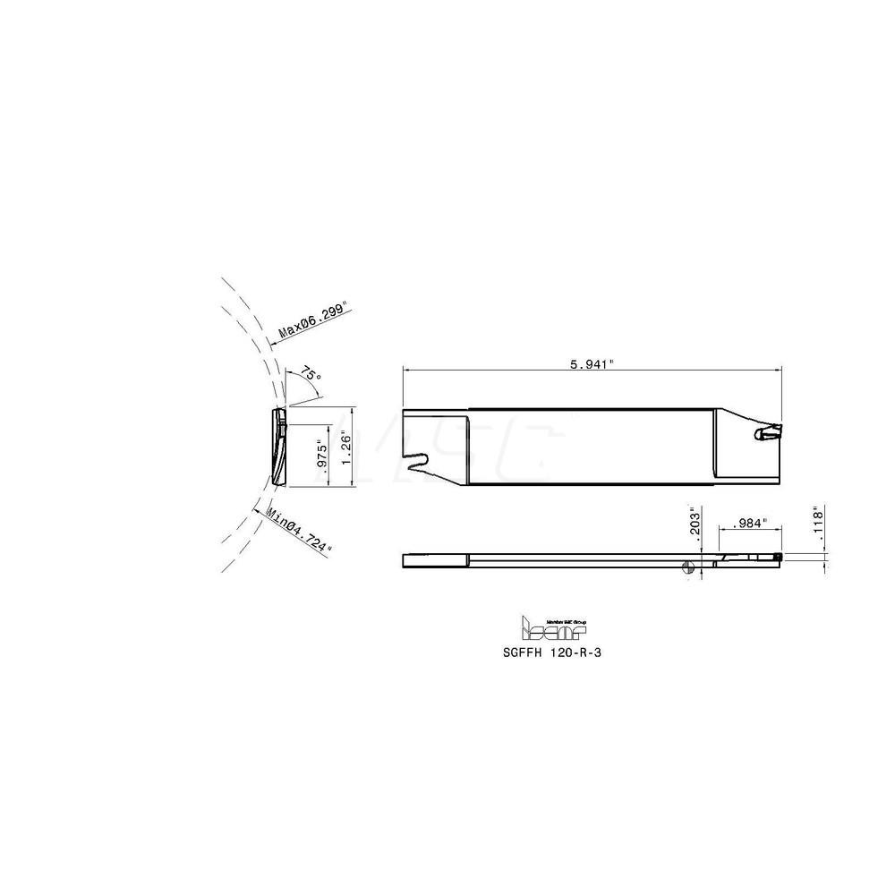 Iscar SGFFH Double End Right Hand Indexable Cutoff Blade - 2300316