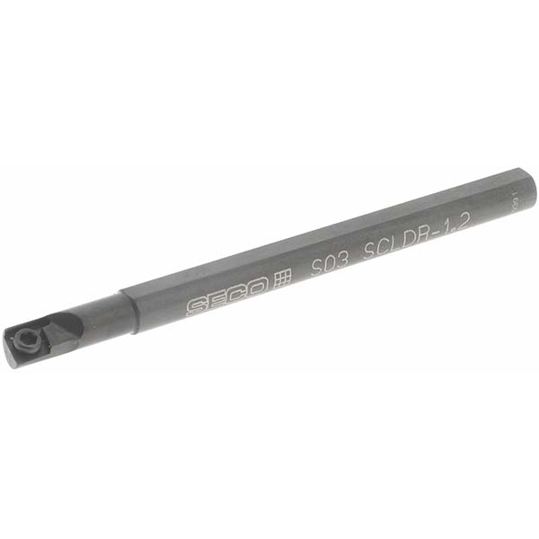Seco Indexable Boring Bar: S03SCLDR-1.2, 0.1830" Min Bore, Right Hand, -7 deg Lead, Steel - 00057644