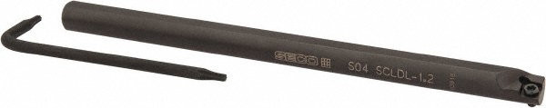 Seco Indexable Boring Bar: S03SCLDR-1.2, 0.1830" Min Bore, Right Hand, -7 deg Lead, Steel - 00057644