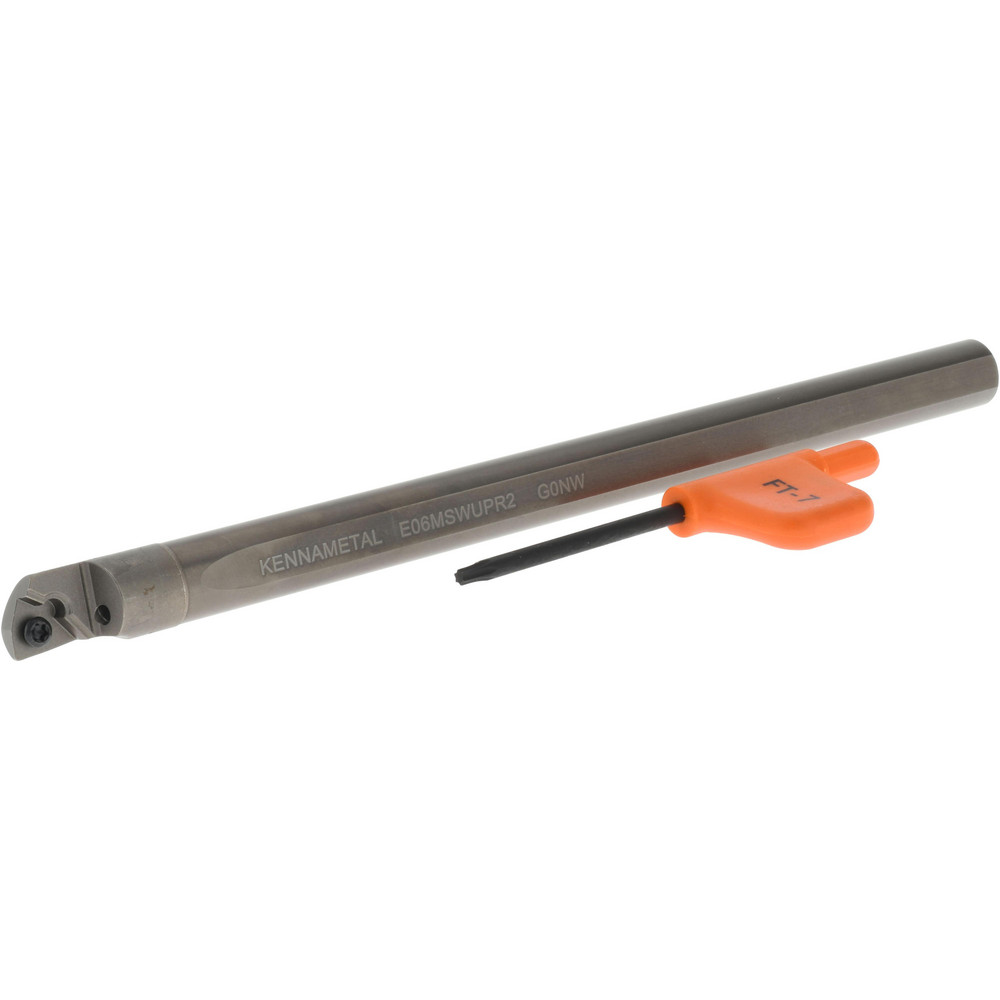 Kennametal Indexable Boring Bar: E06MSWUPR2, 0.4150" Min Bore, Right Hand, 3 deg Lead, Solid Carbide (Shank) & Steel (Head) - 1950388