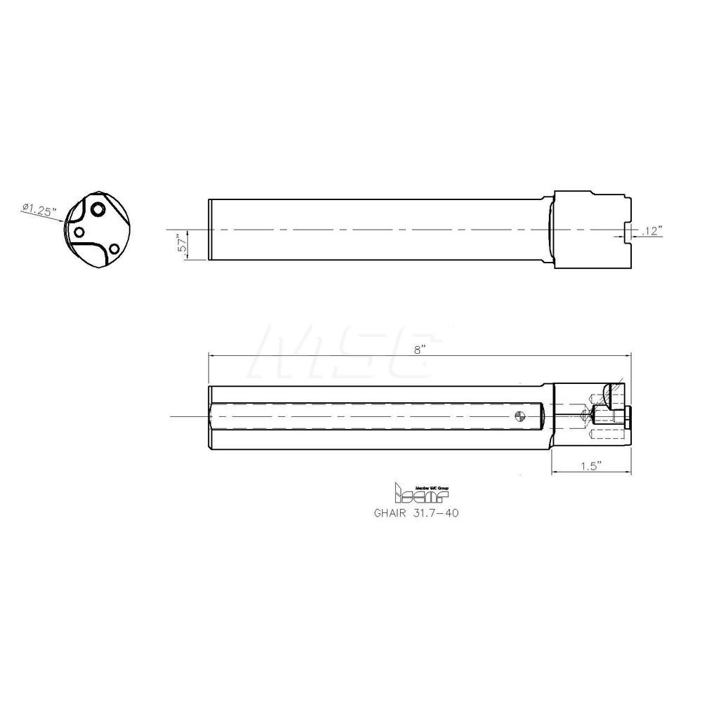Iscar Indexable Grooving Toolholder: GHAIR 31.7-40, Internal, Right Hand - 2801067