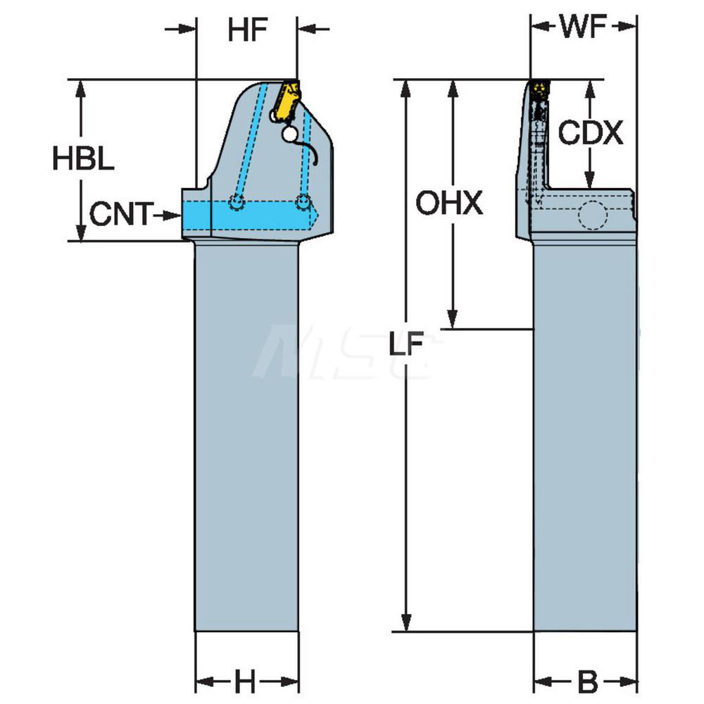 Sandvik Coromant Indexable Grooving Toolholder: QFT-RFK125C20-080B, Internal, Right Hand - 7602781