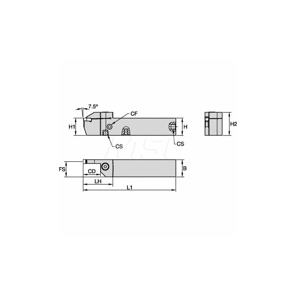 Kennametal Indexable Cutoff Toolholder: 16 mm Max Depth of Cut, 32 mm Max Workpiece Dia, Left Hand - 5956543