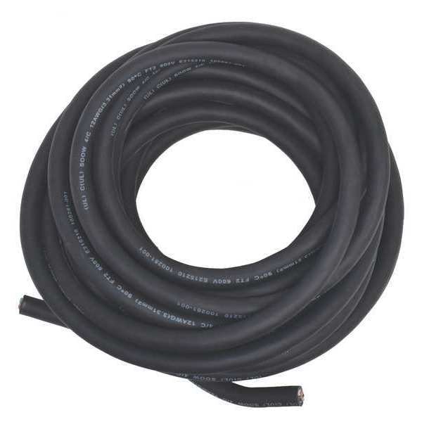 Zoro Select Portable Cord, SOOW, 12 AWG, 4 C, Black, Rubber, Stranded, 600V, Indoor/Outdoor - E3661