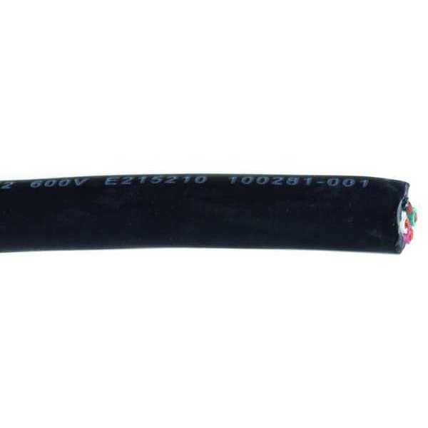 Zoro Select Portable Cord, SOOW, 12 AWG, 4 C, Black, Rubber, Stranded, 600V, Indoor/Outdoor - E3661
