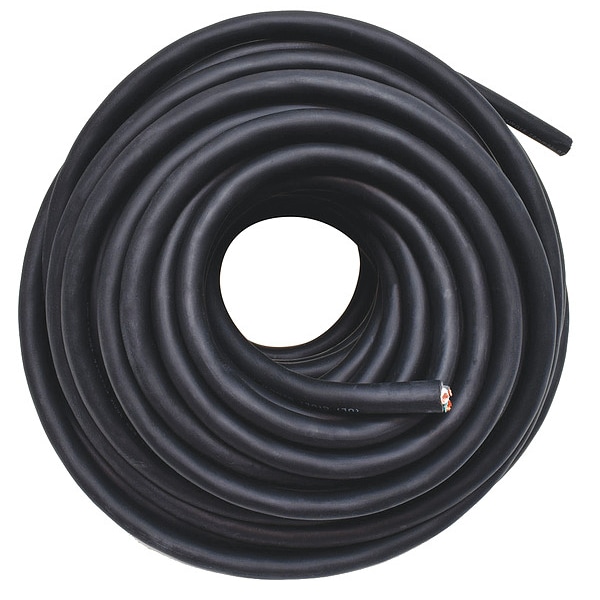 Zoro Select Portable Cord, SOOW, 10 AWG, 4 C, Black, Rubber, Stranded, 600V, Indoor/Outdoor - E3677
