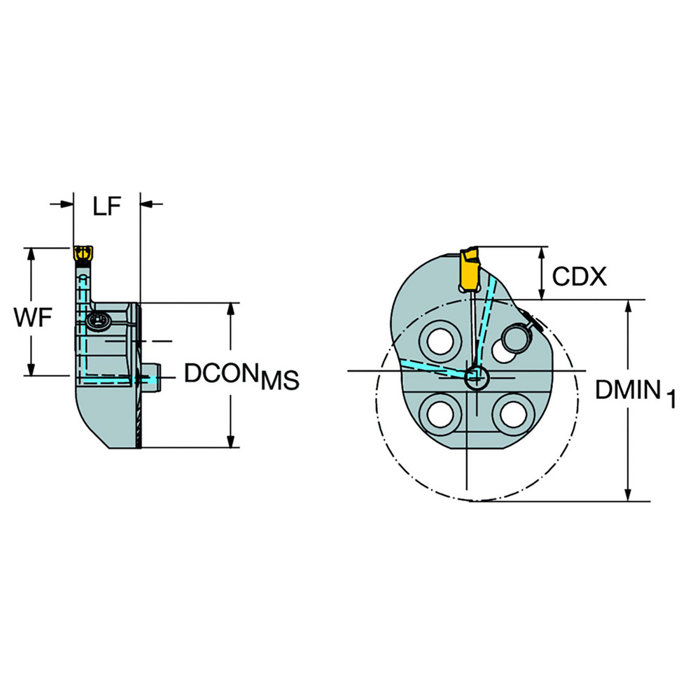 Sandvik Coromant Modular Grooving Head: Left Hand, Cutting Head, System Size 25, Uses QI-N Size G Inserts - 8222624