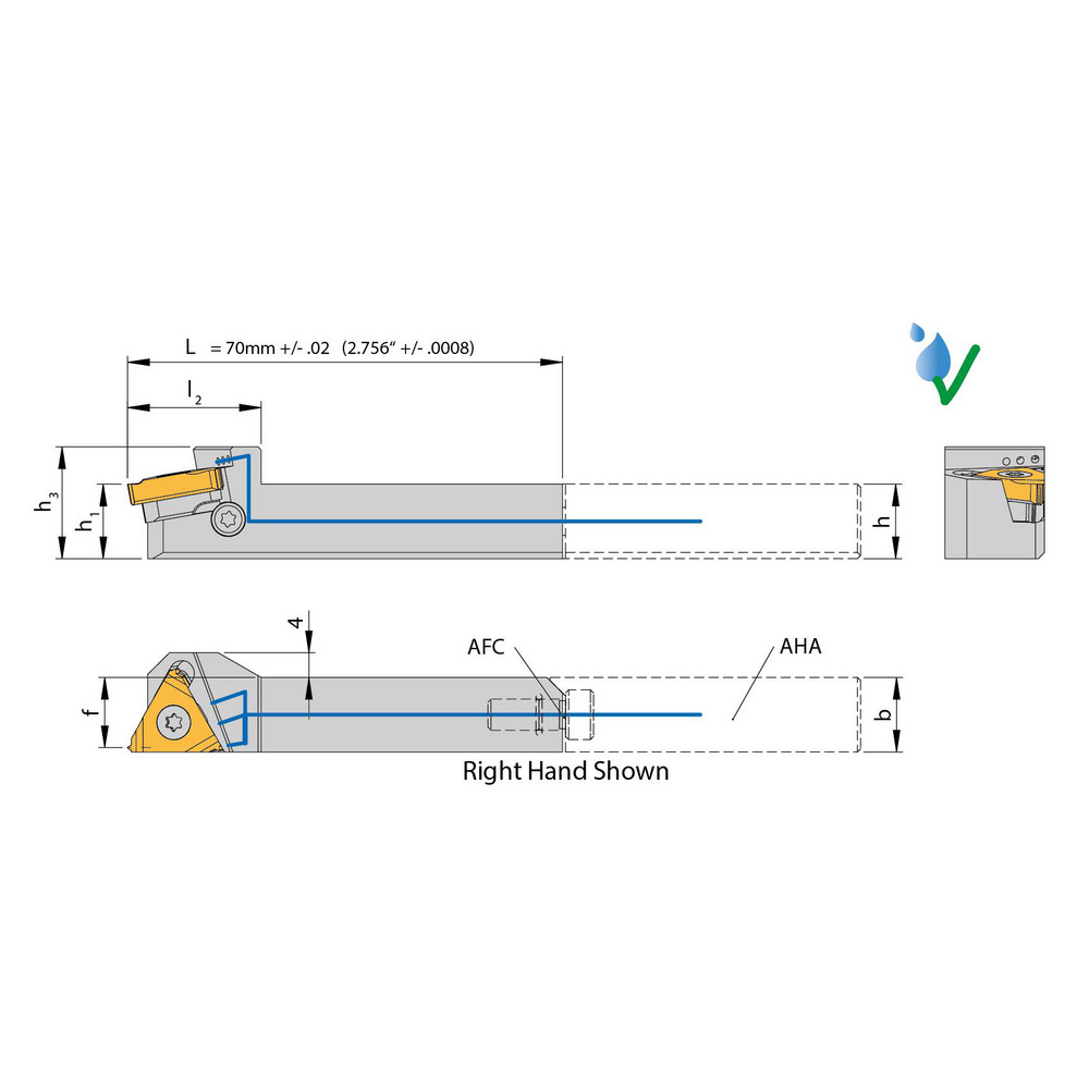 Arno Indexable Turning Toolholder: AL 12-3R-IK-AFC, 0.000 deg Lead Angle, Screw - 111869