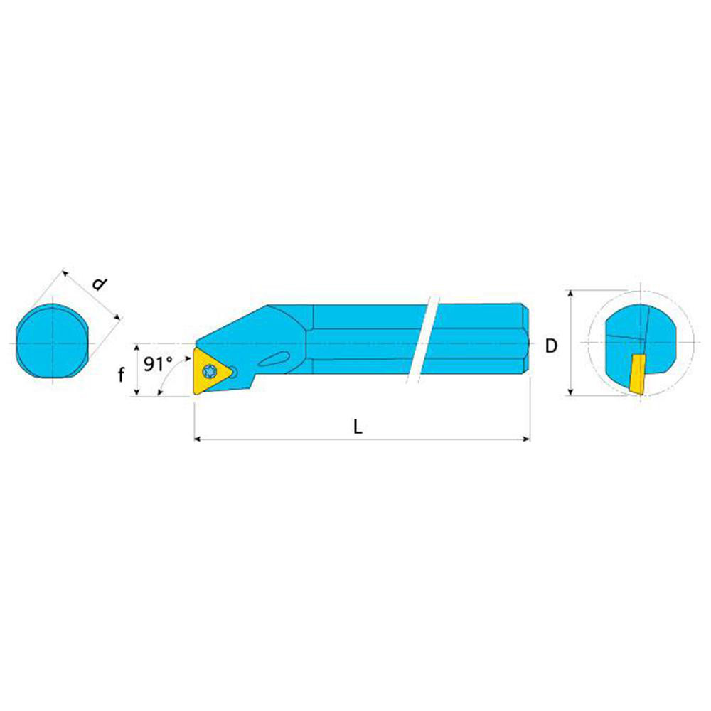 Ingersoll Cutting Tools Indexable Boring Bar: A08M-STFCR-2, 5/8" Min Bore, 1/2" Shank Dia, 91 deg Lead, Steel - 6119605