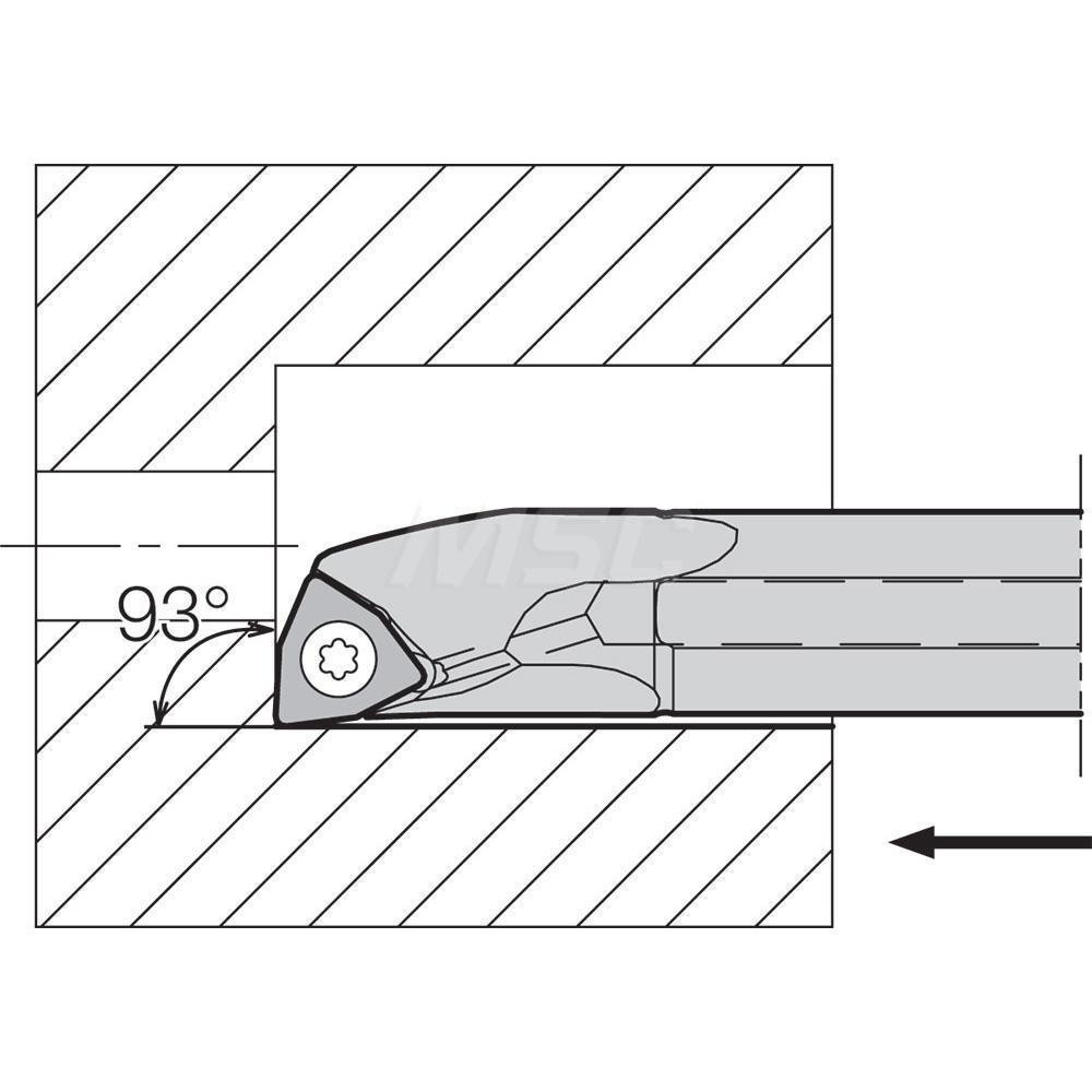 Kyocera Indexable Boring Bar: A06MSWUBR15AE, 0.4720" Min Bore, Right Hand, 3 deg Lead, Steel - THC14045