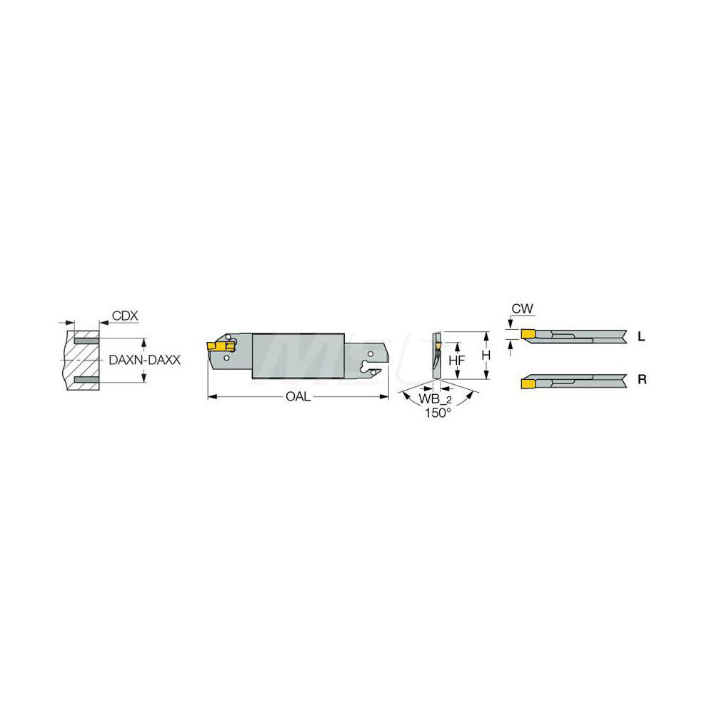 Iscar Indexable Grooving Blade: 1.2598" High, Left Hand, 0.1575" Min Width - 2500351