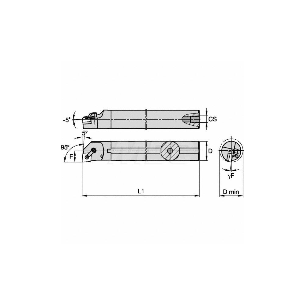 Kennametal Indexable Boring Bar: A28UMCLNL4, 51.05 mm Min Bore, Left Hand, 44.45 mm Shank Dia, -5 deg Lead, Steel - 1096433
