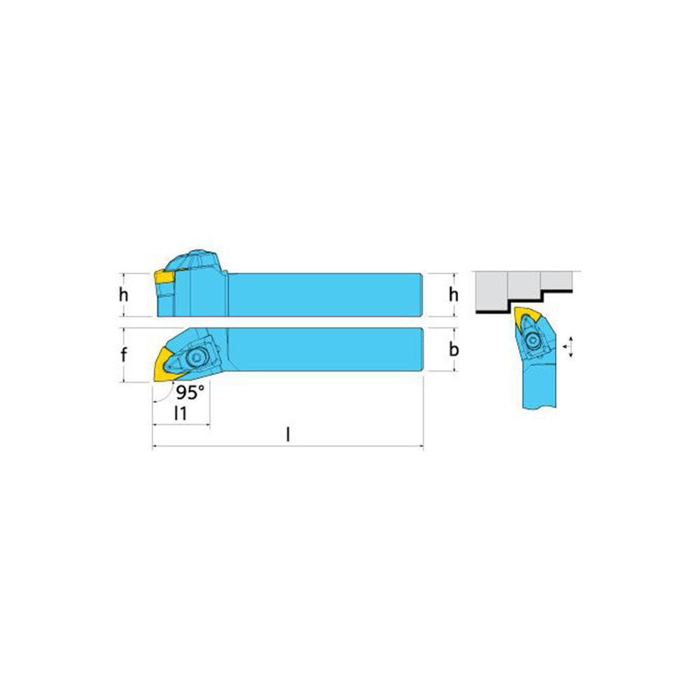 Ingersoll Cutting Tools Indexable Turning Toolholder: TWLNR20-4D, 95.0 deg Lead Angle, Clamp - 3603886