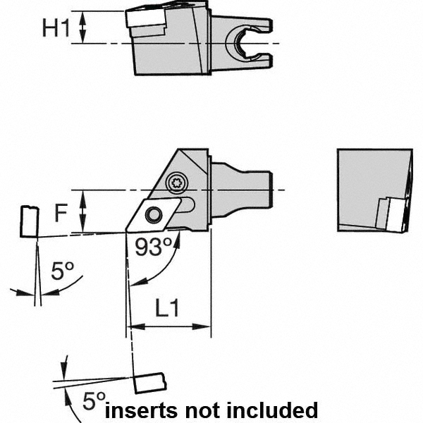 Kennametal Modular Turning & Profiling Head: Size KM20, 25 mm Head Length, Right Hand - 3487538