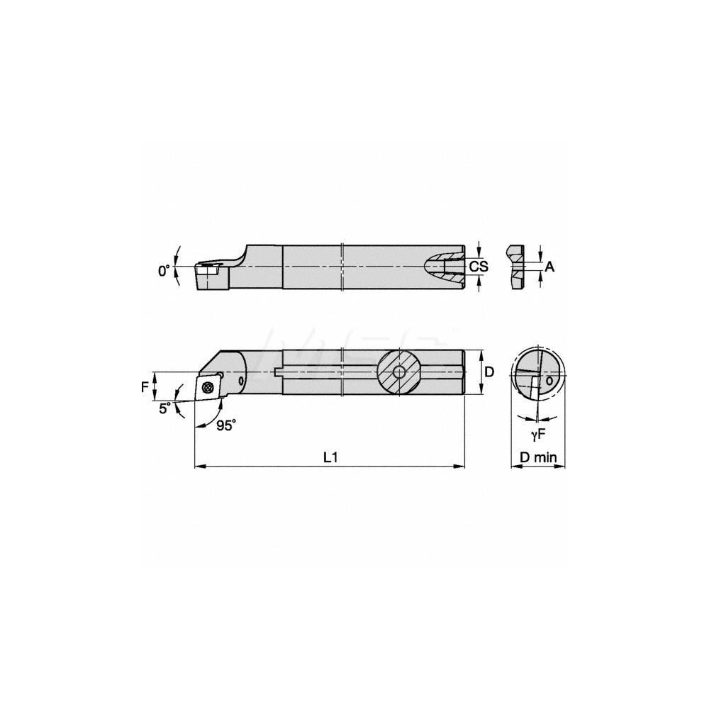Kennametal Indexable Boring Bar: E12SSCLCR3, 23.62 mm Min Bore, Right Hand, 19.05 mm Shank Dia, 5 deg Lead, Solid Carbide - 2598700