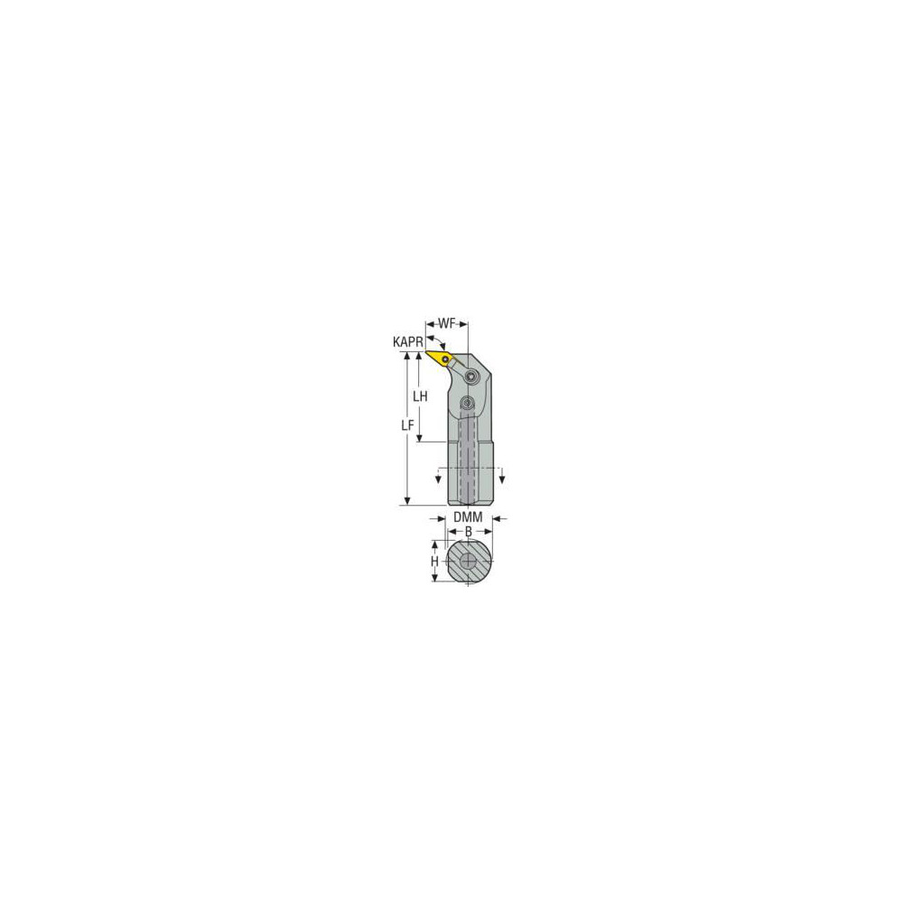 Seco Indexable Boring Bar: A32-MVUNR-4, 3.2500" Min Bore, Right Hand, 93 deg Lead, Steel - 00041112