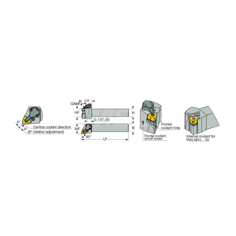 Iscar Indexable Turning Toolholder: PWLNR16-4X-JHP, Lever - 3603308