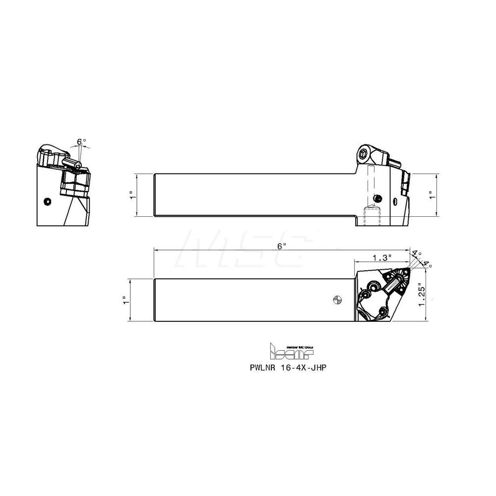 Iscar Indexable Turning Toolholder: PWLNR16-4X-JHP, Lever - 3603308