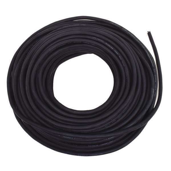 Zoro Select Portable Cord, SJOOW, 18 AWG, 2 C, Black, Rubber, Stranded, 300V, Indoor/Outdoor - E3627