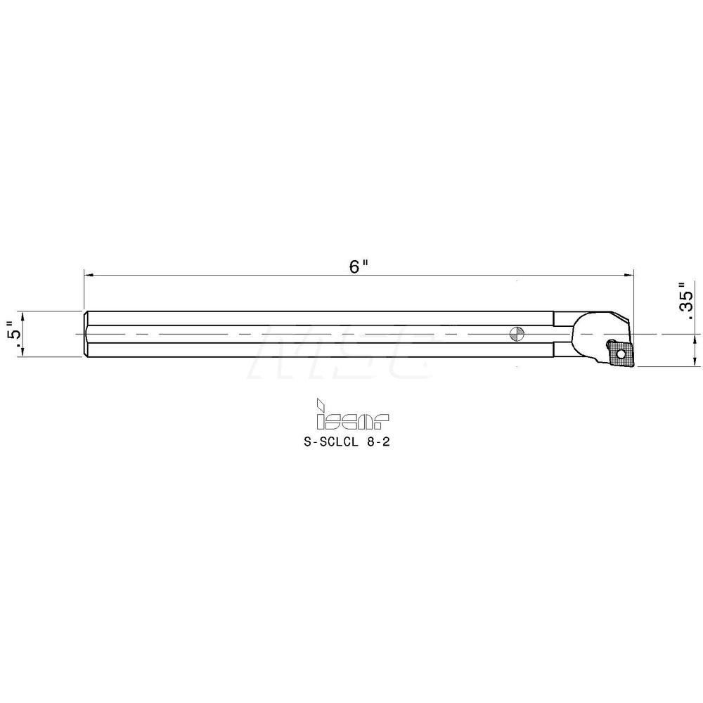 Iscar Indexable Boring Bar: S-SCLCL 8-2, 0.6220" Min Bore, Left Hand - 3601971