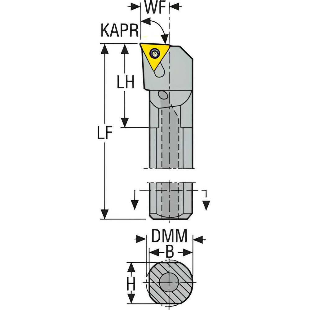 Seco Indexable Boring Bar: A10-STUCL-2, 20.62 mm Min Bore, Left Hand, 93 deg Lead, Steel - 02829687