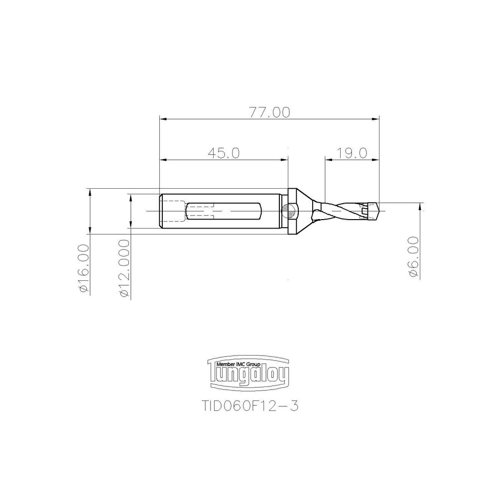Tungaloy Indexable Boring Bar: C1210-STUPR08, 10.00 mm Min Bore, Right Hand, 12.00 mm Shank Dia, 5 deg Lead, Solid Carbide - 6801179