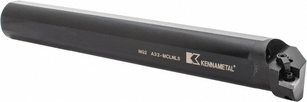 Hertel Indexable Boring Bar: A32MCLNL4 2", 2.4000" Min Bore, Left Hand, -5 deg Lead, Steel - 7000014