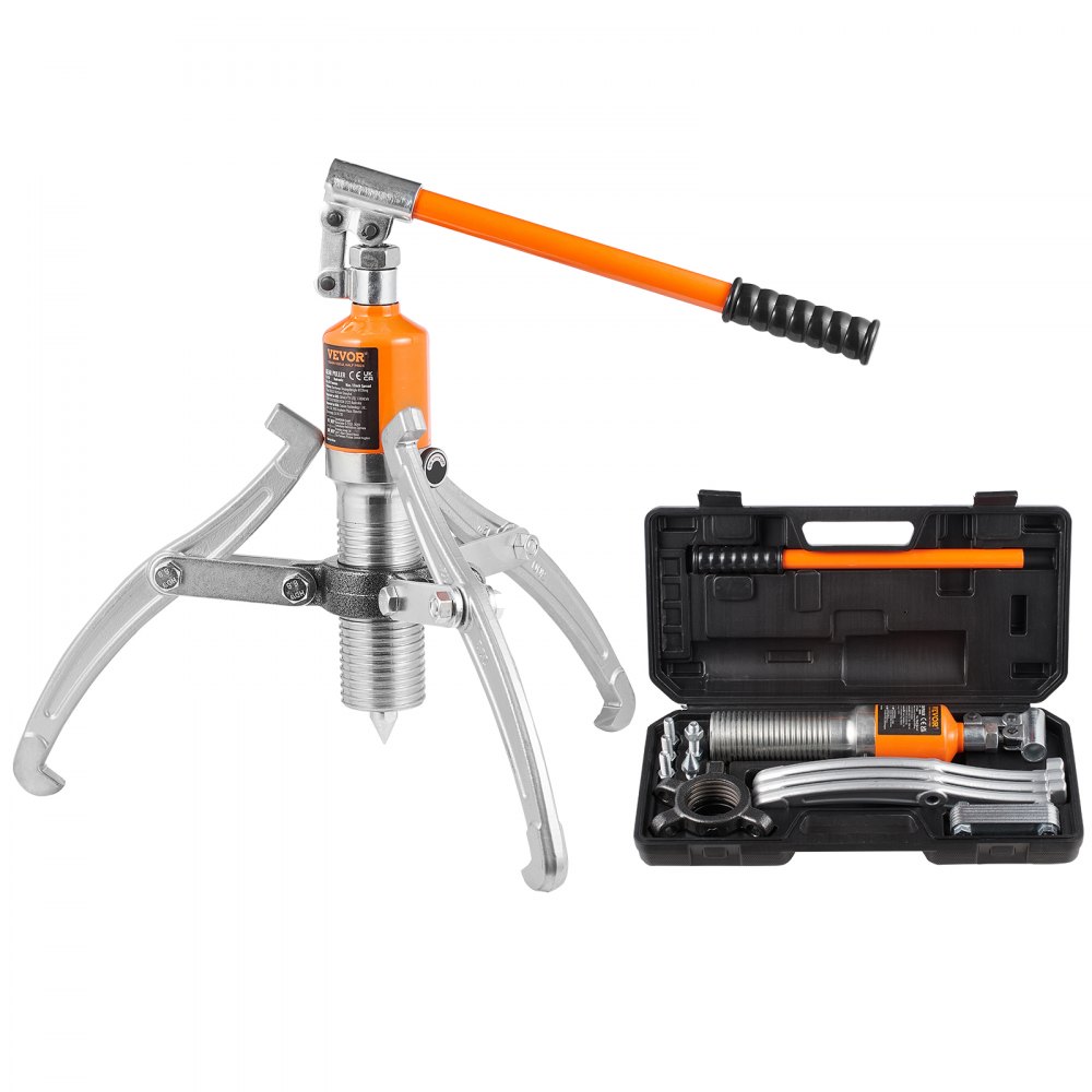 VEVOR Hydraulic Gear Puller, 15 Ton Max Capacity Wheel Bearing Pulling Separator, 2 or 3 Jaws Puller, Vertically and Horizontally, 12" Jaw Hydraulic Puller with Case for Pulling Hubs - YYLM15T4V82917Q0CV0