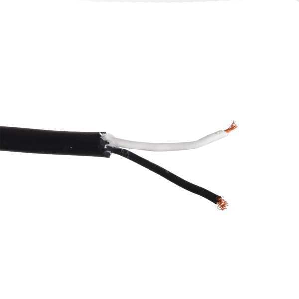 Zoro Select Portable Cord, SOOW, 16 AWG, 2 C, Black, Rubber, Stranded, 600V, Indoor/Outdoor - E3672