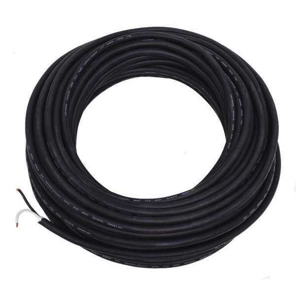 Zoro Select Portable Cord, SOOW, 16 AWG, 2 C, Black, Rubber, Stranded, 600V, Indoor/Outdoor - E3672