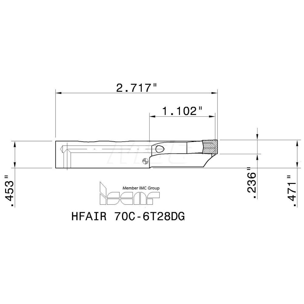 Iscar Indexable Grooving Blade: 1.26" High, Right Hand, 0.2362" Min Width - 2550025
