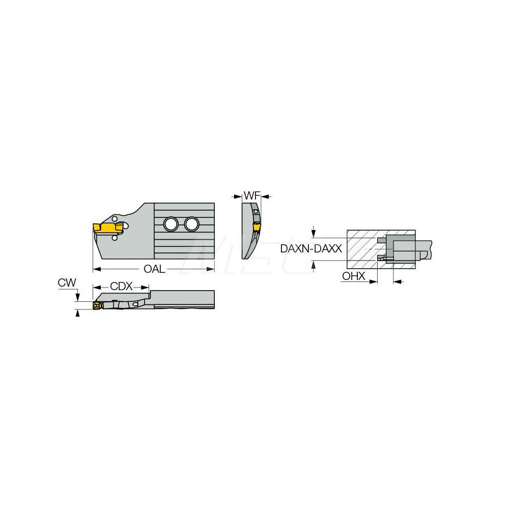 Iscar Indexable Grooving Blade: 1.26" High, Right Hand, 0.2362" Min Width - 2550025