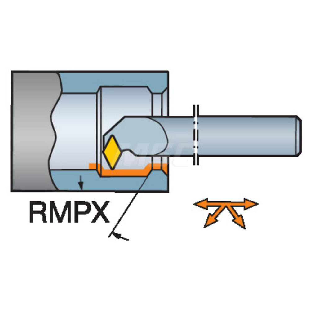 Sandvik Coromant Indexable Boring Bar: A08M-SDXCR2, 0.6811" Min Bore, Right Hand, 27.5 deg Lead, Steel - 5721272