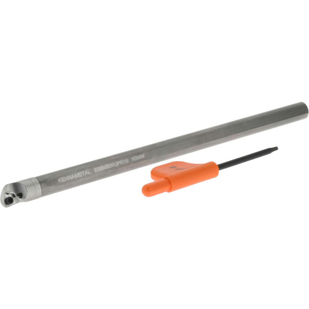Kennametal Indexable Boring Bar: E05MSWUPR15, 0.3470" Min Bore, Right Hand, 3 deg Lead, Solid Carbide (Shank) & Steel (Head) - 1950382